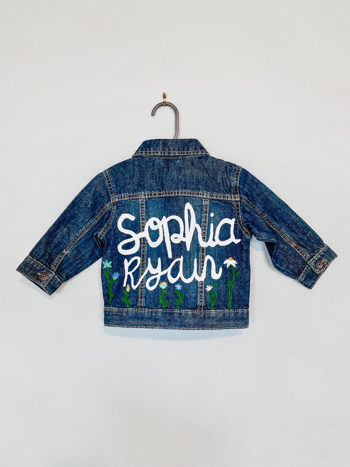 Painted Flower Custom Name Denim Jacket