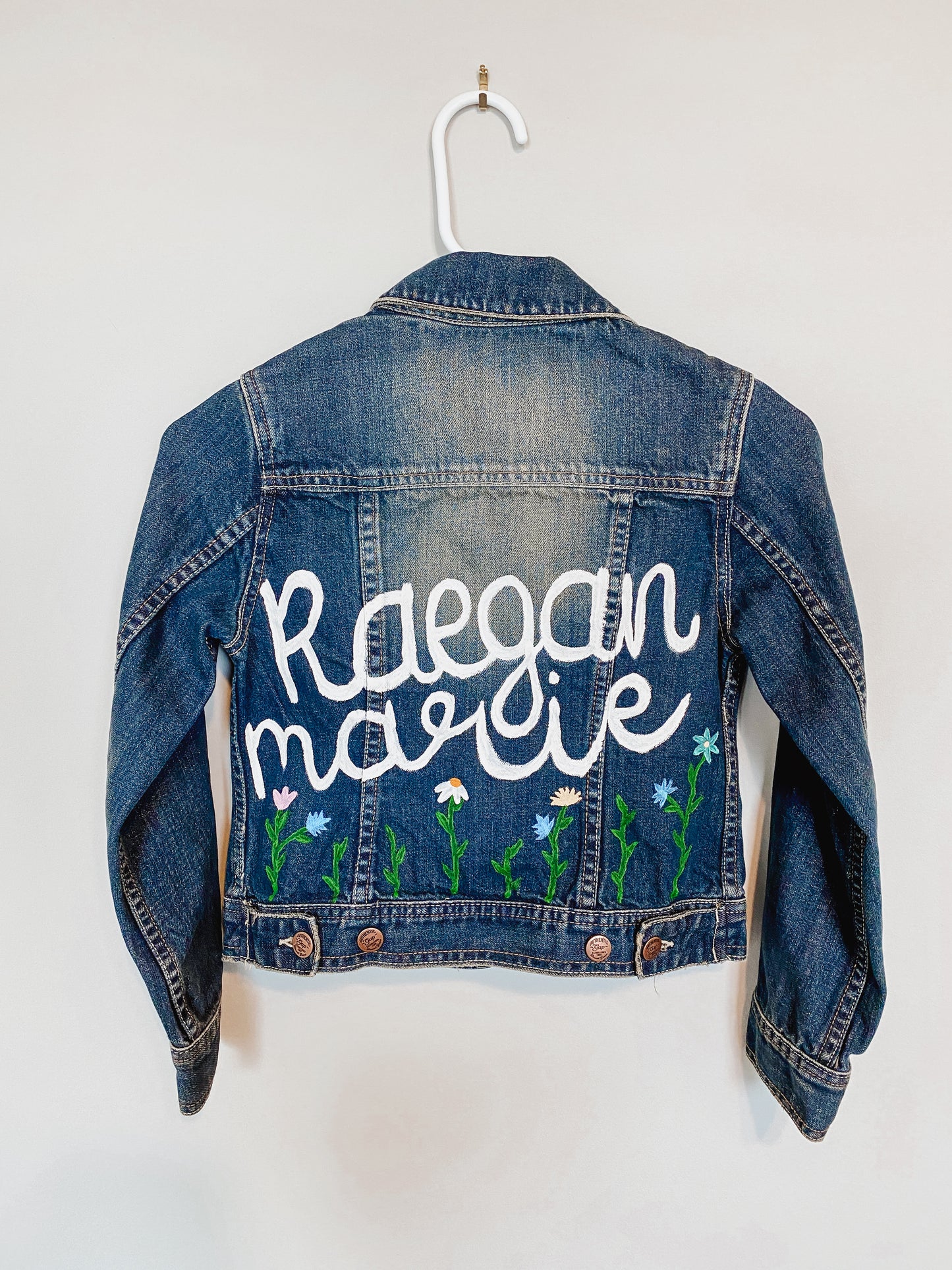 Painted Flower Custom Name Denim Jacket