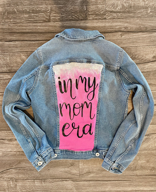 In my mom era painted denim jacket